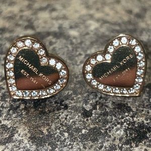 Michael Kors Gold Jewel Heart Earrings